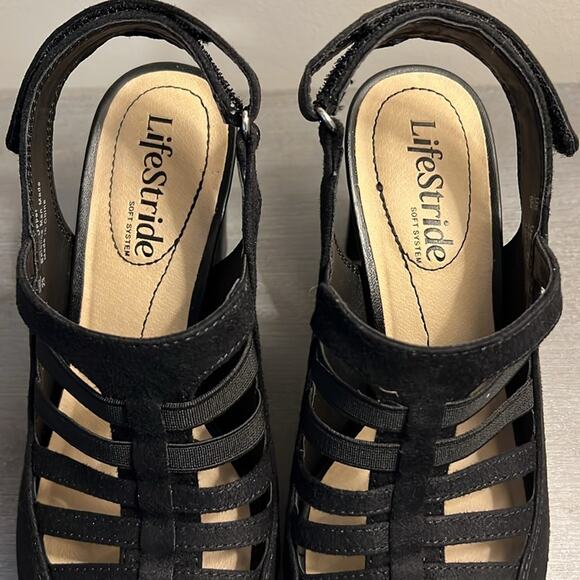 NIB Life Stride Soft Comfort Black Arlene Strappy Dressy Feminine 6 M Heels NEW - Picture 9 of 16